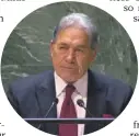  ?? UNITED NATIONS ?? Winston Peters talks at the UN General Assembly, during an early part of his overseas commitment­s.