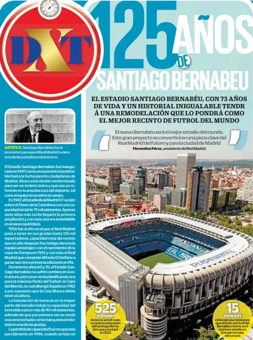  ??  ?? Santiago Bernabéu fue el promotor para que el Real Madrid tuviera uno denlos estadios más icónicos.