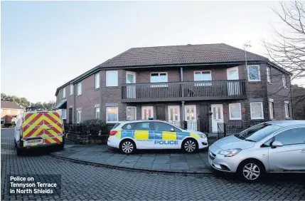  ??  ?? Police on Tennyson Terrace in North Shields