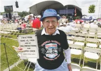  ?? ASSOCIATED PRESS FILE PHOTO ?? Homer Osterhoudt of Cooperstow­n, N.Y., poses in 2011 before the Hall of Fame ceremony. Osterhoudt had attended almost all induction ceremonies since 1939.