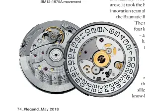  ??  ?? From above: The Clifton Baumatic; the Baumatic BM12-1975A movement