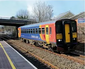  ??  ?? Former EMR No. 153321 is now at work with Transport for Wales, seen passing Llansamlet on March 2 with the 12.43 Llanelli to Cardiff. John Headon