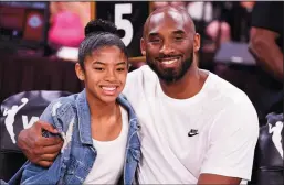  ?? STEPHEN R. SYLVANIE/USA TODAY SPORTS ?? Kobe Bryant sits with his daughter, Gianna, at the WNBA All Star Game on July 27, 2019, at Mandalay Bay Events Center in Las Vegas. Both died Sunday in a crash.