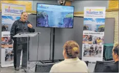  ?? SARA ERICSSON ?? Kings Volunteer Resource Centre treasurer, volunteer and founding member Bruce MacArthur speaks at the launch for VolunteerN­S, a website linking nonprofits with volunteers across the province.