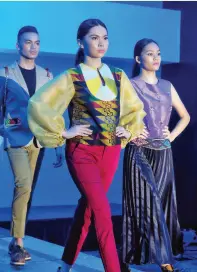  ??  ?? STEFFY de Mylo’s collection made from Mindanao fabrics