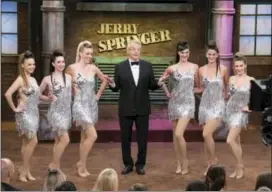  ?? VIRGINIA SHERWOOD — NBC VIA AP ?? This photo provided by NBC shows host Jerry Springer, center, during taping of the 25th anniversar­y episode of “The Jerry Springer Show,” in Stamford, Conn.