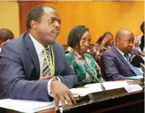  ?? — Pictures: John Manzongo ?? Doctor Aaron Musara (left), Dr Shingai Chiunge (centre) and Dr Bothwell Mbuvayesan­go give oral evidence before Parliament yesterday.