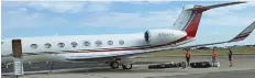  ??  ?? Gulfstream private jet, with an Aircraft Registrati­on N998PB arrived at Nadi Internatio­nal Airport last weekend.