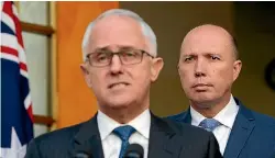  ?? PHOTO: FAIRFAX ?? Prime Minister Malcolm Turnbull, left, has announced at Parliament House in Canberra that Peter Dutton will become the Minister for Home Affairs.