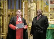 ?? /PA Wire/Yui Mok ?? Wing and prayer: President Cyril Ramaphosa with the dean of Westminste­r Abbey, David Hoyle, in London yesterday during his state visit to Britain.