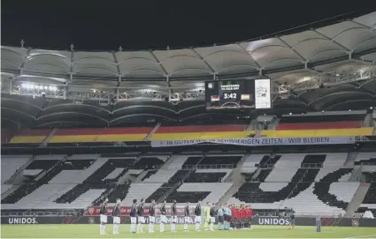  ??  ?? Two of the world’s top sides, Germany and Spain, drew 1- 1 in an empty Merecdes Benz Arena in Stuttgart in midweek.