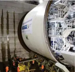  ??  ?? The tunnel boring machine in Auckland is controlled using the Enerpac EVO synchronou­s lifting system. Photo supplied