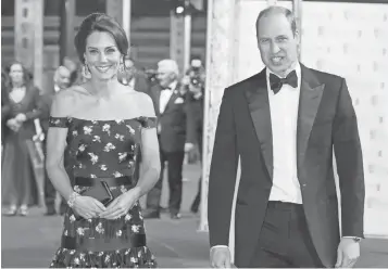  ?? DANIEL LEAL- OLIVAS, AFP ?? Prince William and Duchess Kate attend the British Academy Film Awards Sunday in London.