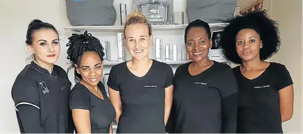  ??  ?? RELAX AND ENJOY: Spoil that special lady in your life this Mother’s Day at the River Spa, with spa therapists ready with wonderful product promotions and all set to have moms experience the wind-down they need. From left, Saskia Swart, Bre-Anne...