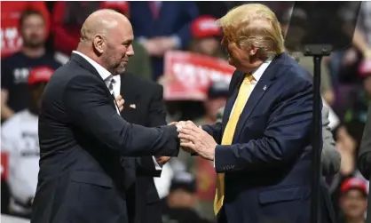  ??  ?? Dana White and his friend Donald Trump have a history of attacks on the media. Photograph: Michael Ciaglo/Getty Images