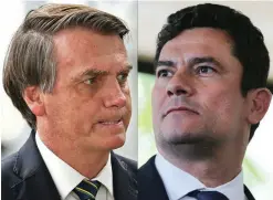  ?? LIMA/LEHTIKUVA-AFP
FOTO: EVARISTO SA, SERGIO ?? Brasiliens president Jair Bolsonaro, till vänster, och justitiemi­nister Sérgio Moro, som i fredags lämnade sin post.