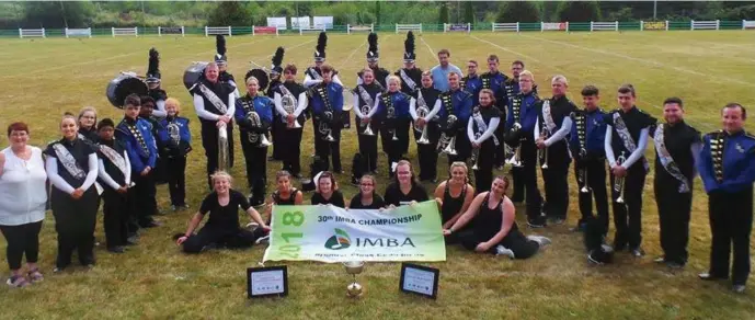  ??  ?? Me mbers of the Inbhear Mór Performanc­e Ensemble, the new All Ireland Marching Band Champions.