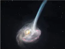  ?? observator­io alma ?? •• Una impresión artística del Observator­io ALMA en Chile muestra la colisión entre dos galaxias.