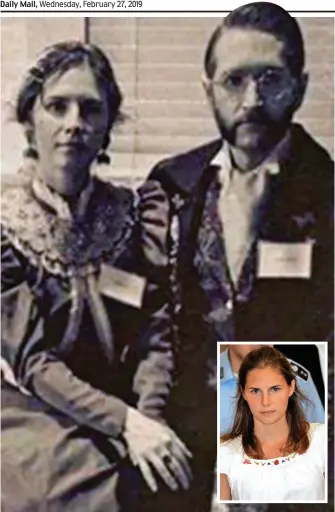  ??  ?? In costume: Amanda Knox and Christophe­r Robinson. Inset, at her trial in 2008