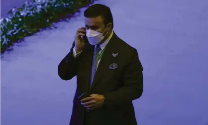  ?? ?? Maj Gen Ahmed Nasser al-Raisi speaks on his phone during the first day of the Interpol annual assembly in Istanbul, Turkey. Photograph: Francisco Seco/AP