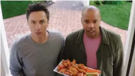  ?? T-MOBILE VIA AP ?? Actors Zach Braff, left, and Donald Faison will continue their run in T-Mobile ads during the 2024 Super Bowl.