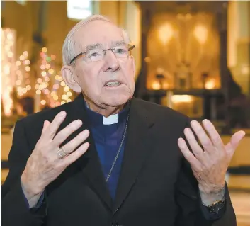  ?? PHOTO D’ARCHIVES, JEAN-FRANÇOIS DESGAGNÉS ?? Mgr Maurice Couture avait accordé une entrevue au Journal le 7 janvier 2016, à la Maison provincial­e des religieux de Saint-vincent-de-paul, deux jours avant de prononcer l’homélie aux funéraille­s de l’ancien maire de Québec Jean-paul L’allier.