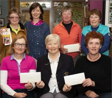  ??  ?? The presentati­on after the Australian spoons competitio­n sponsored by Brandon House Hotel in New Ross. Back (from left): Anne and Carmel Fenlon (second), Teresa Foley and Margaret Furlong (gross). Front (from left): Teresa Byrne (winner), Bríd Roberts...