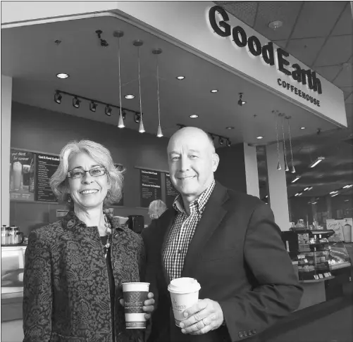  ?? LEAH HENNEL/CALGARY HERALD ?? Nan Eskenazi, left, and Michael Going are co-founders of the Calgary-based Good Earth Coffeehous­e and Bakery.