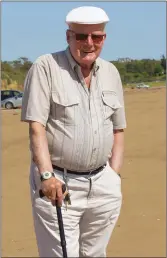  ??  ?? Jim McDonald enjoying the chance to go for a stroll along the beach.