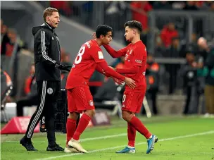 ?? GETTY IMAGES ?? Sarpreet Singh made his Bayern Munich debut when he replaced Brazilian Philippe Coutinho in the 82nd minute of their Bundesliga match against Werder Bremen.