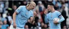  ?? | PHIL NOBLE Reuters ?? MANCHESTER City’s Erling Braut Haaland and Phil Foden celebrate.