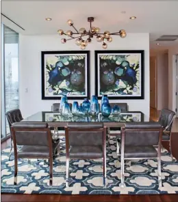  ?? Associated Press ?? This photo provided by designer Abbe Fenimore shows a dining room designed Fenimore. Comfort is just as important as beauty when choosing dining room seating, says Fenimore, founder of the design firm Studio Ten 25.