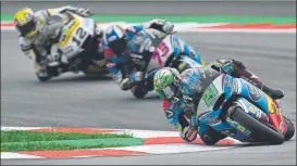  ?? FOTO: AP ?? La séptima de Morbidelli Lucha final entre los tres hombres fuertes de Moto2