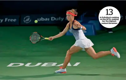  ?? Supplied photo ?? Elina Svitolina had beaten World No 1 Serena Williams at the Rio Olympics and is confident of doing well in Dubai. —