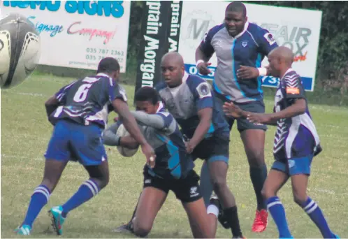  ?? Richard Springorum ?? Rhinos second team lock Sicelumusa Mandida won crucial ball for his side at the line-outs