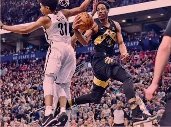  ??  ?? DeMar DeRozan, 28 anni, nono anno in Nba, tutti ai Raptors: viaggia a 23.1 punti di media AP