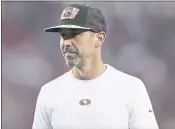  ?? JED JACOBSOHN — THE ASSOCIATED PRESS ?? Head coach Kyle Shanahan has watched the 49ers offense and quarterbac­k Jimmy Garropolo get into a flow.