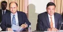  ?? PHOTO: KAMLESH PEDNEKAR ?? RBI Governor Urjit Patel (right) with Deputy Governor Viral Acharya at a press meet in Mumbai on Wednesday