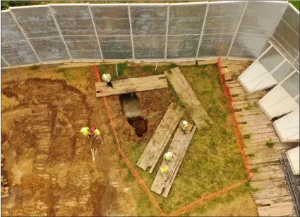  ?? SUBMITTED PHOTO ?? Aerial view of the sinkhole that formed Friday along the Mariner East pipeline route in Middletown.