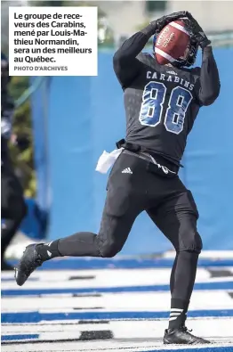  ??  ?? Le groupe de receveurs des Carabins, mené par Louis-Mathieu Normandin, sera un des meilleurs au Québec. PHOTO D’ARCHIVES