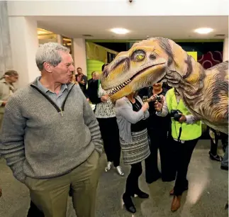  ?? PHOTO: DAVID UNWIN/FAIRFAX NZ ?? Dinosaur Encounter opened to a full house in September and remained popular. Attendees at the grand opening got the chance for an up close encounter with a velocirapt­or.