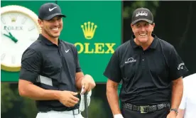  ?? Photograph: Andrew Redington/Getty Images ?? Brooks Koepka and Phil Mickelson were lured away to join LIV Golf and as a result could not play on the PGA Tour.