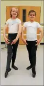  ??  ?? Sawyer Goff of Saratoga Springs (left) and Declan Gorman of Niskayuna (right) posing before their audition for roles in George Balanchine’s Firebird with the New York City Ballet this summer at Saratoga Performing Arts Center.