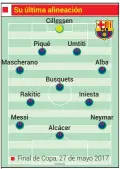  ??  ?? Esta es su última alineación, con la que ganó la Copa sin Luis Suárez.