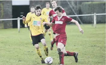  ??  ?? On target: Jay Carney (left) scored for Ovenden West Riding in their 8-1 demolition of Littletown last Saturday