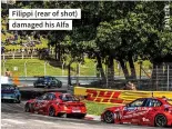  ?? ?? Filippi (rear of shot) damaged his Alfa
