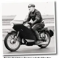  ??  ?? Proving that Veloce directors rode the bikes they built, here’s an ancient shot of Bertie Goodman, at speed on a Vee Line Valiant at the MIRA proving ground. Top Speed indeed!