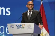  ?? PETER DEJONG / AP ?? Simon Stiell, U.N. climate chief, called on the world “to move away from fossil fuels, including coal oil and gas” during the COP27 U.N. Climate Summit on Sunday in Sharm el-Sheikh, Egypt.