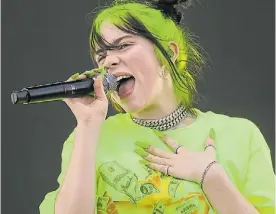  ?? AP ?? Billie Eilish. Una de las estrellas destacadas que dirá presente.