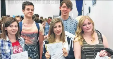  ?? FM3363863 ?? North School students Rosanna Douglas, Melissa Boxell, Amber Munday, Jack Dane and James Wright were all very pleased with their results